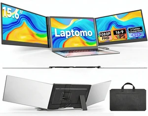 Laptop Screen Extender 15.6", FHD 1080P Portable Triple Monitor for Laptops 13-17.3", 0.16" Ultra-Thin Dual Laptop Monitor Extender for Windows/Mac/Dex/Chrome/Surface, Plug n Play Laptop Screen Extender 15.6", FHD 1080P Portable Triple Monitor for Laptops 13-17.3", 0.16" Ultra-Thin Dual Laptop Monitor Extender for Windows/Mac/Dex/Chrome/Surface, Plug n Play