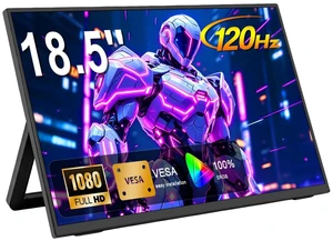 18.5" Portable Monitor, 1080P FHD 120Hz IPS HDR External Screen for Laptop, Built-in Dual Speakers, Plug & Play HDMI Travel Display, Compatible with PC, Mac, Tablet, Switch, Xbox, PS3, PS4, PS5 18.5" Portable Monitor, 1080P FHD 120Hz IPS HDR External Screen for Laptop, Built-in Dual Speakers, Plug & Play HDMI Travel Display, Compatible with PC, Mac, Tablet, Switch, Xbox, PS3, PS4, PS5