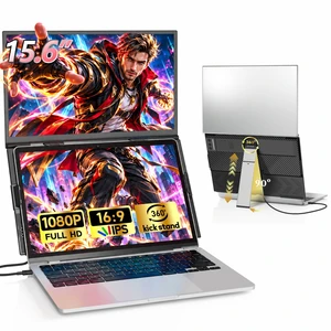 Laptop Screen Extender, 15.6'' FHD 1080P Dual Portable Monitor, One Cable Plug-Play Stacked Monitor Extender for 13-17" Laptops, Ultra-Thin 0.16" Foldable Travel Monitor for Mac/Win/Android Laptop Screen Extender, 15.6'' FHD 1080P Dual Portable Monitor, One Cable Plug-Play Stacked Monitor Extender for 13-17" Laptops, Ultra-Thin 0.16" Foldable Travel Monitor for Mac/Win/Android