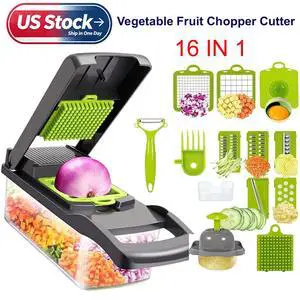 16-In-1 Vegetable Fruit Chopper Cutter Food Onion Veggie Dicer Slicer 11 Blade 16-In-1 Vegetable Fruit Chopper Cutter Food Onion Veggie Dicer Slicer 11 Blade