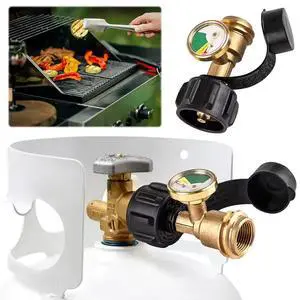 Propane Tank Pressure Gauge Level Meter with Brass Adapter for BBQ & RV Propane Tank Pressure Gauge Level Meter with Brass Adapter for BBQ & RV