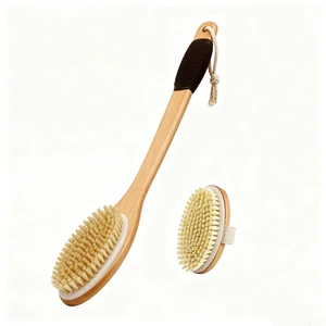 Wood Curved Bath Brush Shower Brush with Curved Long Handle, 16.7 Inch,Curved Handle Mixed Boar Bristle Brush + Oval Brush Wood Curved Bath Brush Shower Brush with Curved Long Handle, 16.7 Inch,Curved Handle Mixed Boar Bristle Brush + Oval Brush