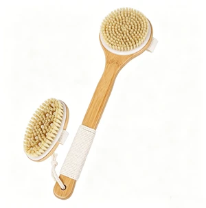 Bath Body Brush Natural Bristle 15.7 Inch Long Bamboo Handle Exfoliating Shower Bath Body Brush Natural Bristle 15.7 Inch Long Bamboo Handle Exfoliating Shower