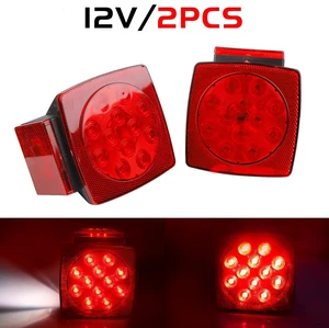 1 Pair Rear LED Submersible Square Trailer Tail Lights Kit Boat Truck Waterproof 1 Pair Rear LED Submersible Square Trailer Tail Lights Kit Boat Truck Waterproof