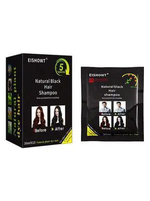 Black Hair Dye Shampoo, 5Minute Instant Hair Color Shampoo for Gray Hair Coverage, Natural Plant Extract Hair Dye for Men Women, 10 Pack 30ml Sachets Black Hair Dye Shampoo, 5Minute Instant Hair Color Shampoo for Gray Hair Coverage, Natural Plant Extract Hair Dye for Men Women, 10 Pack 30ml Sachets