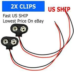 New Pack of 2x 9V Battery Connector Snap Clip Wire Connector Lead Holder T Type New Pack of 2x 9V Battery Connector Snap Clip Wire Connector Lead Holder T Type