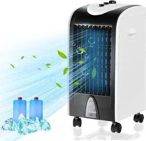 ARLIME Evaporative Air Cooler, Windowless Swamp Cooler Fan & Humidifier with 3 Modes, 3 Speeds, 2 Ice Boxes, 7.5h Timer, Now-Noise, Portable Air Conditioners for Bedroom, Living Room, Office ARLIME Evaporative Air Cooler, Windowless Swamp Cooler Fan & Humidifier with 3 Modes, 3 Speeds, 2 Ice Boxes, 7.5h Timer, Now-Noise, Portable Air Conditioners for Bedroom, Living Room, Office