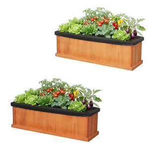 SPORFIT Wooden Raised Garden Bed, Large Rectangular Planter with Drainage Holes, Removable Bottom & Liner for Flowers Vegetables, Outdoor Elevated Planter Box for Yard Patio Balcony (2, 40x13x12) SPORFIT Wooden Raised Garden Bed, Large Rectangular Planter with Drainage Holes, Removable Bottom & Liner for Flowers Vegetables, Outdoor Elevated Planter Box for Yard Patio Balcony (2, 40x13x12)