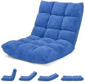 ARLIME Adjustable Floor Chair, 14-Position Lazy Sofa Chair with Back Support & Thick Padding, Portable Foldable Floor Couch for Adults, Kids, Use in Bedroom, Living Room, Home Theater (Blue) ARLIME Adjustable Floor Chair, 14-Position Lazy Sofa Chair with Back Support & Thick Padding, Portable Foldable Floor Couch for Adults, Kids, Use in Bedroom, Living Room, Home Theater (Blue)