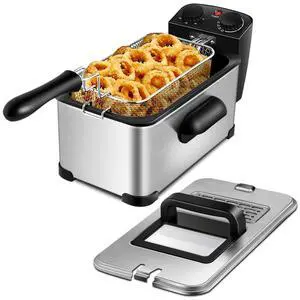 ARLIME Deep Fryer with Basket, 3.2 Qt/3L Electric Fryer with Adjustable Temperature & Timer, Removable Oil-Container & Lid w/View Window, Stainless Steel Small Deep Fryers for Home Use, Kitchen ARLIME Deep Fryer with Basket, 3.2 Qt/3L Electric Fryer with Adjustable Temperature & Timer, Removable Oil-Container & Lid w/View Window, Stainless Steel Small Deep Fryers for Home Use, Kitchen