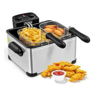 ARLIME Electric Deep Fryer with Basket, 5.3 Qt Commercial Fryer with Adjustable Temperature, Timer, Removable Lid w/ View Window, Stainless Steel Countertop Oil Fryer for Home, Kitchen, 1700W ARLIME Electric Deep Fryer with Basket, 5.3 Qt Commercial Fryer with Adjustable Temperature, Timer, Removable Lid w/ View Window, Stainless Steel Countertop Oil Fryer for Home, Kitchen, 1700W