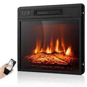 ARLIME 18 Electric Fireplace Insert, Small Recessed Firebox Heater w/Realistic Flame Effect, Adjustable Brightness, Timer, Remote Control, Wall Mounted Fireplace, 1400w, Black ARLIME 18 Electric Fireplace Insert, Small Recessed Firebox Heater w/Realistic Flame Effect, Adjustable Brightness, Timer, Remote Control, Wall Mounted Fireplace, 1400w, Black