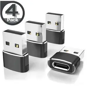 4 PACK USB to USB C Adapter Type-C Female to A Male OTG Converter Car Charger US 4 PACK USB to USB C Adapter Type-C Female to A Male OTG Converter Car Charger US