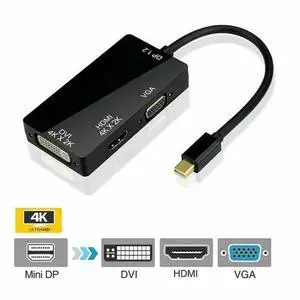 Thunderbolt Mini Display Port DP To HDMI DVI VGA Adapter for Laptop Desktop 4K Thunderbolt Mini Display Port DP To HDMI DVI VGA Adapter for Laptop Desktop 4K