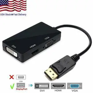 3 In 1 Displayport DP Male To HDMI/DVI/VGA Female Adapter Converter Cable 1080P 3 In 1 Displayport DP Male To HDMI/DVI/VGA Female Adapter Converter Cable 1080P