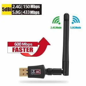 AC600 Mbps Dual Band 2.4/5Ghz Wireless USB WiFi Network Adapter w/Antenna 802.11 AC600 Mbps Dual Band 2.4/5Ghz Wireless USB WiFi Network Adapter w/Antenna 802.11