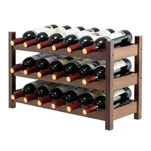 SPORFIT 3-Tier Bamboo Wine Rack, 18-Bottle Storage Shelf, Brown SPORFIT 3-Tier Bamboo Wine Rack, 18-Bottle Storage Shelf, Brown