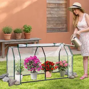 SPORFIT Mini Greenhouse w/ PE Cover, Roll-Up Zipper Door, Clear SPORFIT Mini Greenhouse w/ PE Cover, Roll-Up Zipper Door, Clear