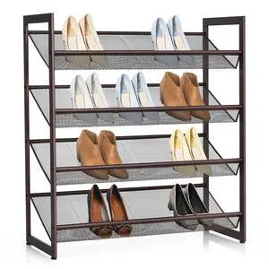 BETTARY 4-Tier Metal Hollow Shoe Rack, Stackable Flat & Slant Adjustable Shoe Storage Stand, Space-Save Layered Shoes Shelf, Freestanding Shoes Storage Organizer for Bedroom Entryway Closet Hallway BETTARY 4-Tier Metal Hollow Shoe Rack, Stackable Flat & Slant Adjustable Shoe Storage Stand, Space-Save Layered Shoes Shelf, Freestanding Shoes Storage Organizer for Bedroom Entryway Closet Hallway
