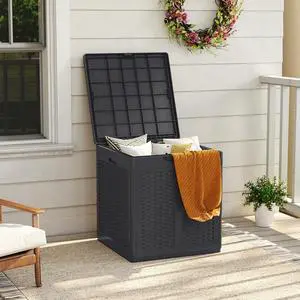 SPORFIT Large Outdoor Storage Box w/Lid, Handles, Dark Gray, 39 Gallon SPORFIT Large Outdoor Storage Box w/Lid, Handles, Dark Gray, 39 Gallon