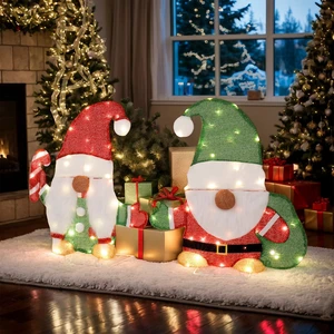 Christmas Gnome, Candy Cane Decorations with LED Light for Holiday Party Deor Christmas Gnome, Candy Cane Decorations with LED Light for Holiday Party Deor