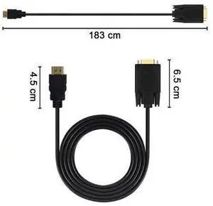 1.8M Built-in Chip HDMI-Compatible to VGA Converter Cable Full HD 1080P Video Transmission Cord, Digital to Analog Signal Conversion Wire for Laptop PC Monitor Projector TV Classroom Meeting Home Disp 1.8M Built-in Chip HDMI-Compatible to VGA Converter Cable Full HD 1080P Video Transmission Cord, Digital to Analog Signal Conversion Wire for Laptop PC Monitor Projector TV Classroom Meeting Home Disp