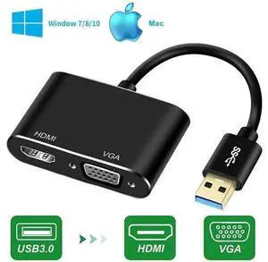 USB 3.0 to VGA 2-in-1 Audio Video Converter Cable Support 1080P Full HD Multi-Monitor Expansion, USB to VGA HD Display Adapter Cord for MacBook Laptop Desktop PC Office Classroom Multi-Screen Display USB 3.0 to VGA 2-in-1 Audio Video Converter Cable Support 1080P Full HD Multi-Monitor Expansion, USB to VGA HD Display Adapter Cord for MacBook Laptop Desktop PC Office Classroom Multi-Screen Display