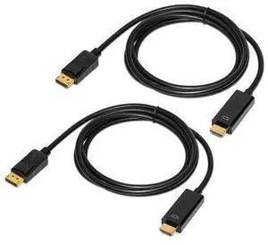 2 Pack 6FT 4K DisplayPort to HDMI Cable, Male to Male DP to HDMI Converter Cord, High Resolution DP 1.2 to HDMI Wire for Desktop Laptop PC, HDTV, Gaming Monitor, Projector, Graphics Card, Home Office 2 Pack 6FT 4K DisplayPort to HDMI Cable, Male to Male DP to HDMI Converter Cord, High Resolution DP 1.2 to HDMI Wire for Desktop Laptop PC, HDTV, Gaming Monitor, Projector, Graphics Card, Home Office