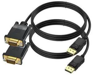 2-Pack 6FT DisplayPort to VGA Male to Male Cable, DP to VGA HD 1080P Video Conversion Cord, Stable Analog Signal Transfer Wire Compatible with Desktop PC, Laptop, Monitor, HDTV, Projector, Office Pres 2-Pack 6FT DisplayPort to VGA Male to Male Cable, DP to VGA HD 1080P Video Conversion Cord, Stable Analog Signal Transfer Wire Compatible with Desktop PC, Laptop, Monitor, HDTV, Projector, Office Pres