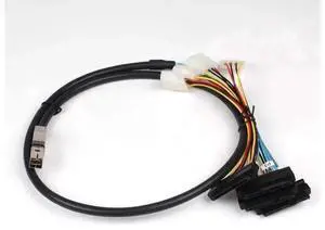 3.3FT Internal HD Mini SAS SFF-8644 to 4×SFF-8482 Breakout Cable with IDE 4Pin Molex Power Cord, SAS 3.0 12Gbps Server Storage Fanout Wire for LSI RAID HBA Card Connecting 4 SATA SAS Hard Drives in De 3.3FT Internal HD Mini SAS SFF-8644 to 4×SFF-8482 Breakout Cable with IDE 4Pin Molex Power Cord, SAS 3.0 12Gbps Server Storage Fanout Wire for LSI RAID HBA Card Connecting 4 SATA SAS Hard Drives in De