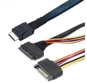 PCIe SFF-8611 4i to U.2 SFF-8639 SAS NVMe SSD Adapter Cable with 15Pin SATA Power Cord, Internal Server Storage Converter Wire, High-Speed PCIe 4.0/5.0 X4 Transmission Cable for Data Center Rack Serve PCIe SFF-8611 4i to U.2 SFF-8639 SAS NVMe SSD Adapter Cable with 15Pin SATA Power Cord, Internal Server Storage Converter Wire, High-Speed PCIe 4.0/5.0 X4 Transmission Cable for Data Center Rack Serve