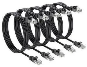 5-Pack 6FT Cat6 Ethernet Patch Cable, 10Gbps High Speed RJ45 Internet Network Cord for Gaming PC, Router, Modem, Switch, Patch Panel, Cable Management, Snagless Shielded LAN Wire for Home Office & Ser 5-Pack 6FT Cat6 Ethernet Patch Cable, 10Gbps High Speed RJ45 Internet Network Cord for Gaming PC, Router, Modem, Switch, Patch Panel, Cable Management, Snagless Shielded LAN Wire for Home Office & Ser
