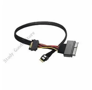 SFF-8654 4i Male to SFF-8639 U.2/U.3 SSD Data Cable with 15Pin SATA Power Supply, Dual-Mode NVMe Storage Connection Cord, Internal Server Workstation Hard Drive Adapter Wire, High-Speed Low-In SFF-8654 4i Male to SFF-8639 U.2/U.3 SSD Data Cable with 15Pin SATA Power Supply, Dual-Mode NVMe Storage Connection Cord, Internal Server Workstation Hard Drive Adapter Wire, High-Speed Low-In