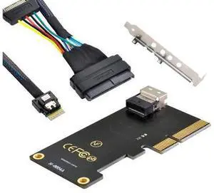 PCIe 3.0 & 4.0 SFF-8654 Slimline SAS to SFF-8639 U.2 NVMe SSD Adapter Cable, High Speed 64Gbps Storage Converter Cord for Mainboard HBA RAID Card, Compatible with Supermicro Dell HP ASUS Motherboards PCIe 3.0 & 4.0 SFF-8654 Slimline SAS to SFF-8639 U.2 NVMe SSD Adapter Cable, High Speed 64Gbps Storage Converter Cord for Mainboard HBA RAID Card, Compatible with Supermicro Dell HP ASUS Motherboards