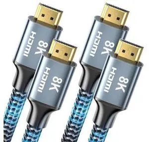 2 Pack 10FT HDMI 2.1 Braided Cable, 48Gbps Ultra High Speed 8K@60Hz 4K@120Hz HDMI Cord Support HDR eARC HDCP 2.2 2.3, Stable Video Audio Transfer Cable Compatible with 8K HDTV Gaming Monitor Laptop PC 2 Pack 10FT HDMI 2.1 Braided Cable, 48Gbps Ultra High Speed 8K@60Hz 4K@120Hz HDMI Cord Support HDR eARC HDCP 2.2 2.3, Stable Video Audio Transfer Cable Compatible with 8K HDTV Gaming Monitor Laptop PC