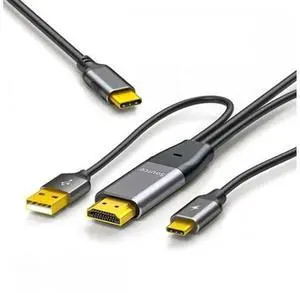 2.0m Reversed HDMI to USB-C Male Cable, 4K HDMI Source Input to Type-C Output Cord, Bidirectional Signal Conversion Wire for Touch Screen Displays, Laptops, Monitors & HDTV, Stable 4K Video Audio Tran 2.0m Reversed HDMI to USB-C Male Cable, 4K HDMI Source Input to Type-C Output Cord, Bidirectional Signal Conversion Wire for Touch Screen Displays, Laptops, Monitors & HDTV, Stable 4K Video Audio Tran