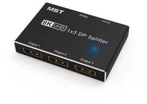 DP 1.4 MST SST 1 In 3 Out 8K DisplayPort Splitter Hub, Supports 8K@30Hz & 4K@120Hz Triple Screen Expansion Adapter, 1 DP Ultra HD Source to 3 DP Monitors, Multi-Monitor Video Hub for Design Trading DP 1.4 MST SST 1 In 3 Out 8K DisplayPort Splitter Hub, Supports 8K@30Hz & 4K@120Hz Triple Screen Expansion Adapter, 1 DP Ultra HD Source to 3 DP Monitors, Multi-Monitor Video Hub for Design Trading