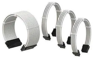 25CM White Braided Extension Cables Set with Silicone Cable Sleeves, Full Complete Power Module Wires Including Motherboard Cables & GPU Extension Cords, Soft Silicone Protective Wire Cover, Neat Brai 25CM White Braided Extension Cables Set with Silicone Cable Sleeves, Full Complete Power Module Wires Including Motherboard Cables & GPU Extension Cords, Soft Silicone Protective Wire Cover, Neat Brai