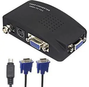 BNC & S-Video to VGA Video Converter, Universal Analog Signal Transformer Compatible with Hikvision/Dahua CCTV Cameras, DVD/DVR, Supports PAL/NTSC, Plug-and-Play for VGA Monitors, Projectors, BNC & S-Video to VGA Video Converter, Universal Analog Signal Transformer Compatible with Hikvision/Dahua CCTV Cameras, DVD/DVR, Supports PAL/NTSC, Plug-and-Play for VGA Monitors, Projectors,
