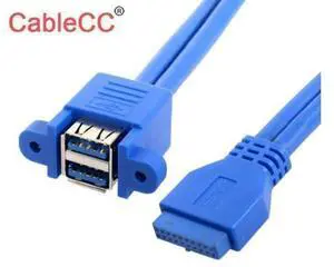 50cm Motherboard 20Pin to Dual Stackable USB 3.0 Female Header Cable, Internal Front Panel USB Extension Cord for PC Case Front I/O Port Expansion 50cm Motherboard 20Pin to Dual Stackable USB 3.0 Female Header Cable, Internal Front Panel USB Extension Cord for PC Case Front I/O Port Expansion