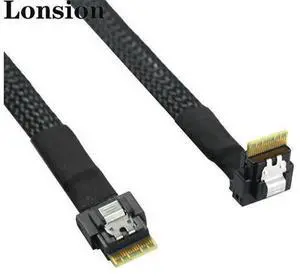 Slimline SAS SFF-8654 4i 38Pin to SFF-8654 4i Server Storage Cable, SAS4.0 PCIe4.0 High-Speed Internal Data Connection Cord, Gold-Plated Dual SFF8654 Straight Cable for RAID HBA Cards, Server Backplan Slimline SAS SFF-8654 4i 38Pin to SFF-8654 4i Server Storage Cable, SAS4.0 PCIe4.0 High-Speed Internal Data Connection Cord, Gold-Plated Dual SFF8654 Straight Cable for RAID HBA Cards, Server Backplan