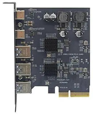 PCIe X4 to 2 USB-C + 3 USB3.2 Gen2 10Gbps Expansion Card, PCI Express USB 3.2 Gen2 Hub Adapter for Desktop PC PCIe X4 to 2 USB-C + 3 USB3.2 Gen2 10Gbps Expansion Card, PCI Express USB 3.2 Gen2 Hub Adapter for Desktop PC