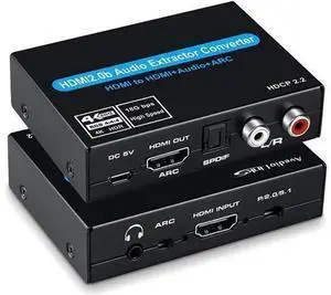 Torpedo Nova HDMI 2.0 Audio Extractor, HDMI Input to HDMI Output + ARC + Optical SPDIF + RCA Analog Audio Converter, Support HDCP 2.2 & Independent Audio Playback Torpedo Nova HDMI 2.0 Audio Extractor, HDMI Input to HDMI Output + ARC + Optical SPDIF + RCA Analog Audio Converter, Support HDCP 2.2 & Independent Audio Playback