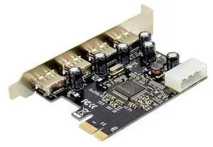 PCIe X1 to 4 Port USB 3.0 Expansion Card with MSC9990 Chipset, Internal Desktop USB Adapter with 4-Pin Auxiliary Power Supply PCIe X1 to 4 Port USB 3.0 Expansion Card with MSC9990 Chipset, Internal Desktop USB Adapter with 4-Pin Auxiliary Power Supply