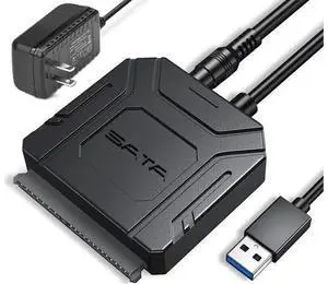 USB 3.0 to SATA III Hard Drive Adapter Cable with 12V 2A Power Adapter, Supports 2.5/3.5 Inch SATA I/II/III HDD & SSD, UASP Accelerated Transmission USB 3.0 to SATA III Hard Drive Adapter Cable with 12V 2A Power Adapter, Supports 2.5/3.5 Inch SATA I/II/III HDD & SSD, UASP Accelerated Transmission