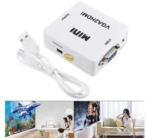 1080P HD VGA to HDMI Converter Adapter with Audio Port, VGA Input to HDMI Output Signal Converter for Laptop Desktop PC Connecting TV Monitor Projector 1080P HD VGA to HDMI Converter Adapter with Audio Port, VGA Input to HDMI Output Signal Converter for Laptop Desktop PC Connecting TV Monitor Projector