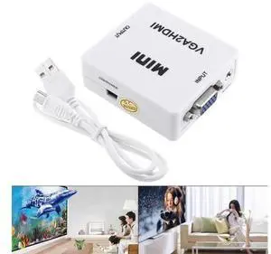 HD VGA to HDMI Converter Adapter with Audio Output, 1080P Full HD Video Converter for PC Laptop VGA Source to HDTV Monitor Projector HD VGA to HDMI Converter Adapter with Audio Output, 1080P Full HD Video Converter for PC Laptop VGA Source to HDTV Monitor Projector