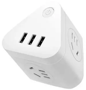 Model 18322 Intelligent Triangle Cube USB Socket Adapter, Wall Plug Power Converter with Multi AC Outlets & USB Charging Ports, Full Safety Surge Overload Protection, Universal Charging Cube Connector Model 18322 Intelligent Triangle Cube USB Socket Adapter, Wall Plug Power Converter with Multi AC Outlets & USB Charging Ports, Full Safety Surge Overload Protection, Universal Charging Cube Connector