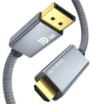 6.6ft DP 1.4 to HDMI 2.1 Cable Support 8K60Hz, 4K 120Hz/144Hz, 2K 240Hz, Dynamic HDR Dolby Vision HDCP2.3 DSC 1.2a, DisplayPort to HDMI Video Cord Compatible with PC HP Dell AMD NVIDIA Graphics Card M 6.6ft DP 1.4 to HDMI 2.1 Cable Support 8K60Hz, 4K 120Hz/144Hz, 2K 240Hz, Dynamic HDR Dolby Vision HDCP2.3 DSC 1.2a, DisplayPort to HDMI Video Cord Compatible with PC HP Dell AMD NVIDIA Graphics Card M