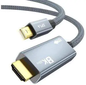 6.6FT Mini DisplayPort to HDMI 2.1 Cable, 8K@60Hz Mini DP to HDMI Cord Support 4K@120Hz 2K@240Hz HDR VRR FreeSync Dolby Vision Compatible with Thunderbolt 2, iMac, Surface Pro Dock, Monitor, Graphics 6.6FT Mini DisplayPort to HDMI 2.1 Cable, 8K@60Hz Mini DP to HDMI Cord Support 4K@120Hz 2K@240Hz HDR VRR FreeSync Dolby Vision Compatible with Thunderbolt 2, iMac, Surface Pro Dock, Monitor, Graphics